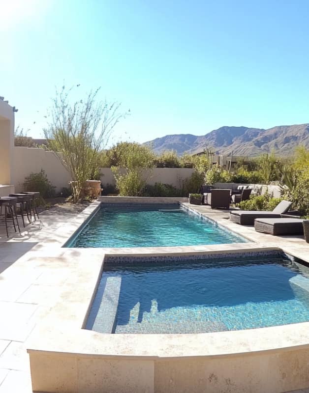 pool and spa, concept of Beaumont TX pool service: maintenance, cleaning, repair